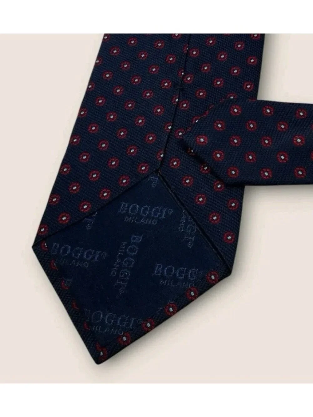 BOGGI Silk Tie ITALY XL Navy Burgundy Blue Floral W:3.6